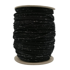 Laccetto elastico largo a righe per cucito 40 mm Nero/Bianco/Lurex  Argentato x 1m - Perles & Co